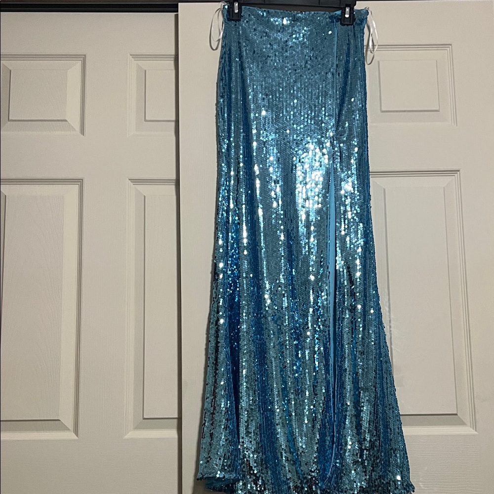 Sequin Blue Maxi Skirt